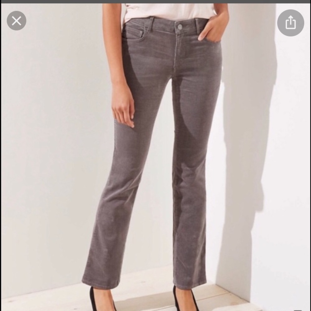 LOFT Curvy Boot Corduroy Grey Size 8 NEW
